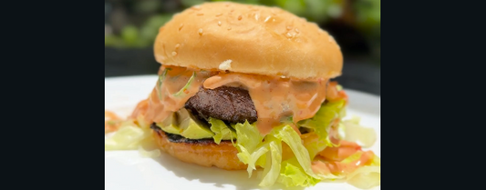 Kimchi Mayo Burger with Mushroom Patties