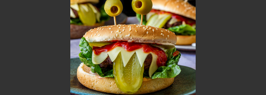 Halloween Monster Burger with Mushroom Patties