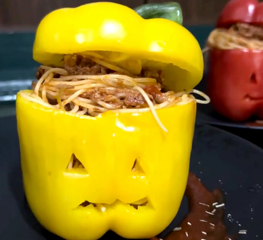 Halloween Stuffed Bell Peppers with Mushroom Shred-It