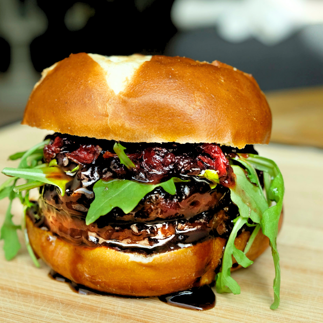 Cranberry Balsamic Mushroom Burger