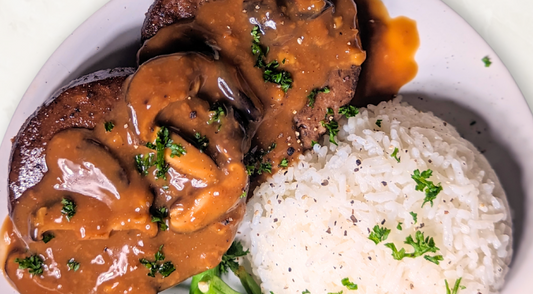 Vegan Salisbury Steak with Mushroom Patties