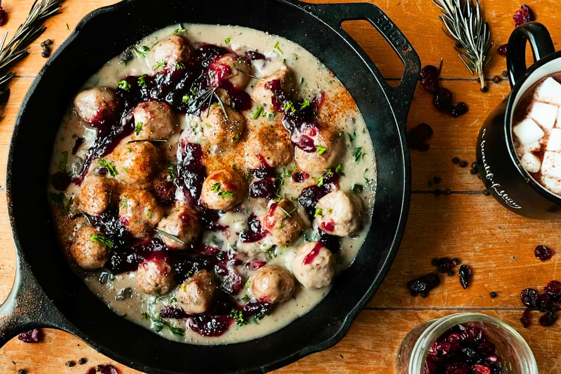 Vegan Swedish Meatballs with Cranberry Sauce