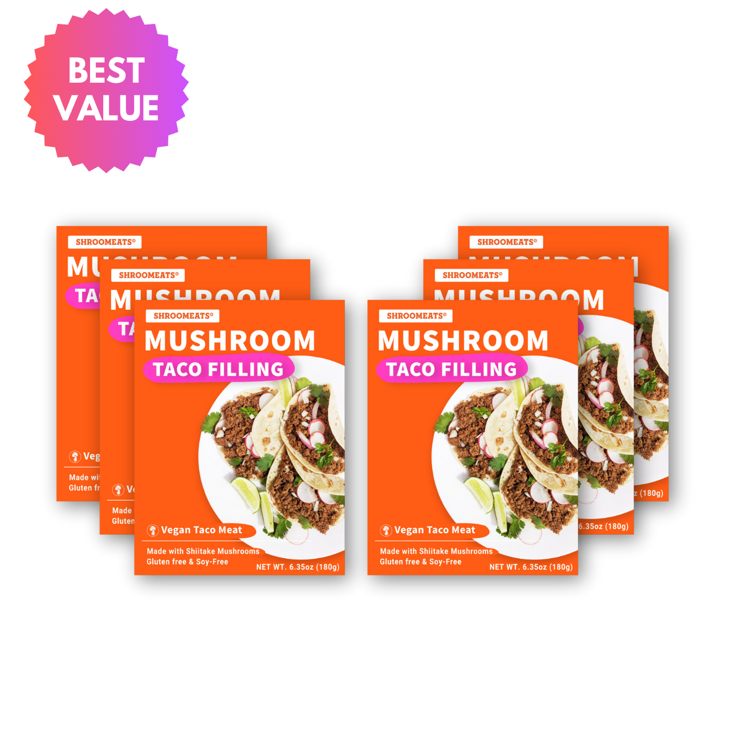 Shroomeats® Mushroom Taco Filling : Vegan Ground Meat, 6-pack Family Size