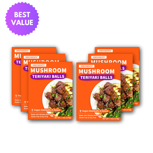 Shroomeats® Mushroom Teriyaki Balls with Sauce : Vegan Meatballs, 6-pack Family Size