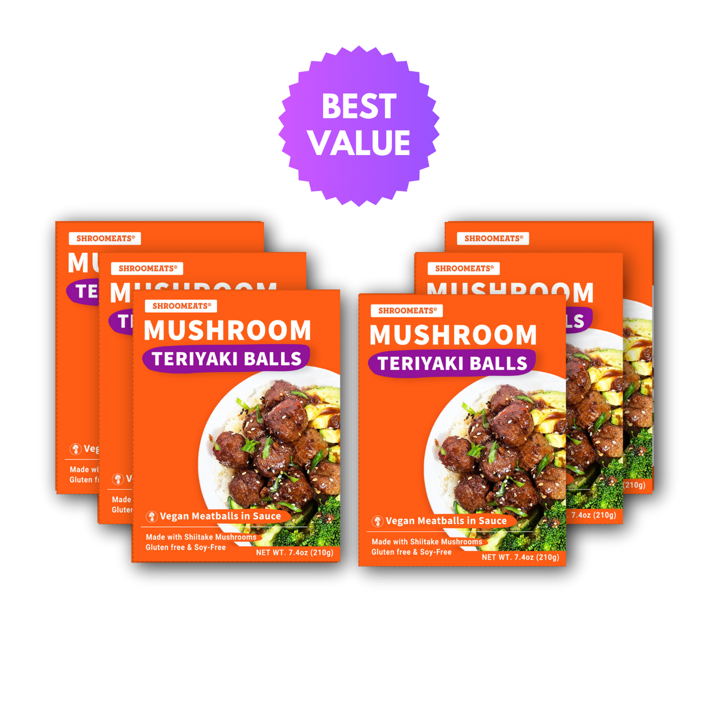 Shroomeats® Mushroom Teriyaki Balls with Sauce : Vegan Meatballs, 6-pack Family Size